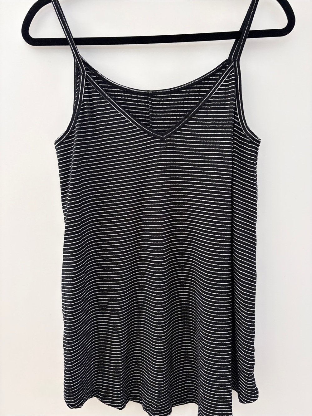 Zenana Black and White Striped V-Neck Tank Top